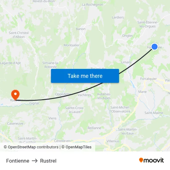 Fontienne to Rustrel map