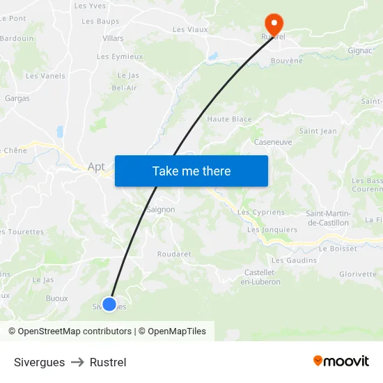 Sivergues to Rustrel map