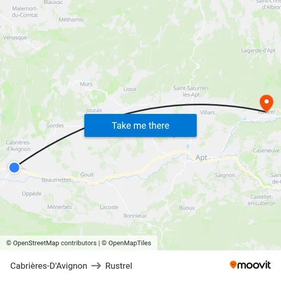 Cabrières-D'Avignon to Rustrel map