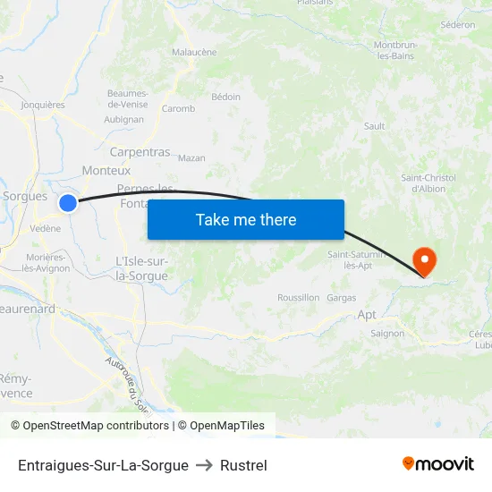 Entraigues-Sur-La-Sorgue to Rustrel map