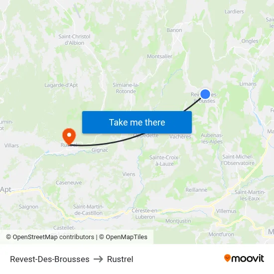 Revest-Des-Brousses to Rustrel map