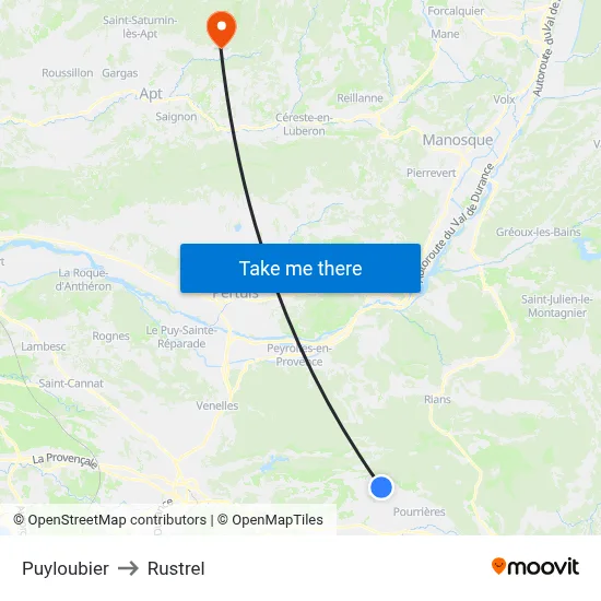 Puyloubier to Rustrel map