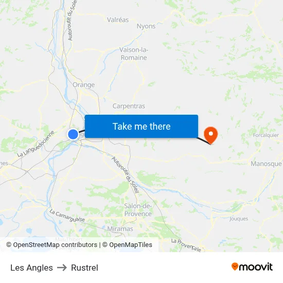 Les Angles to Rustrel map