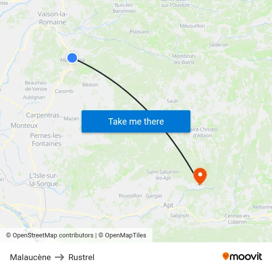 Malaucène to Rustrel map