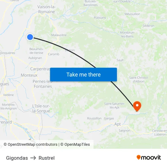 Gigondas to Rustrel map