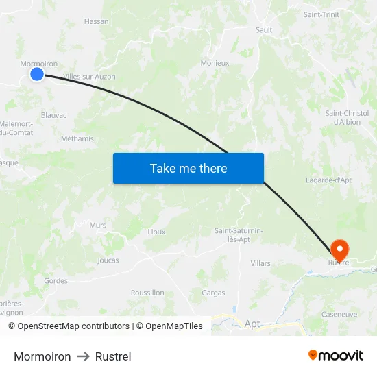 Mormoiron to Rustrel map