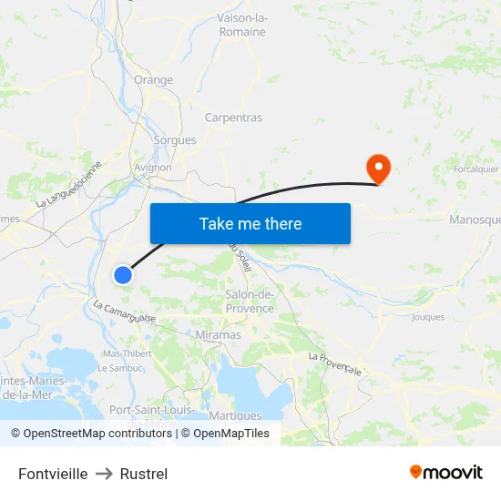 Fontvieille to Rustrel map