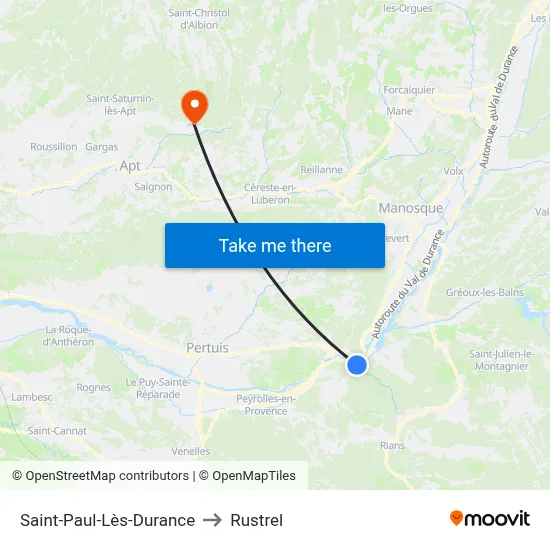 Saint-Paul-Lès-Durance to Rustrel map