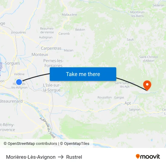 Morières-Lès-Avignon to Rustrel map