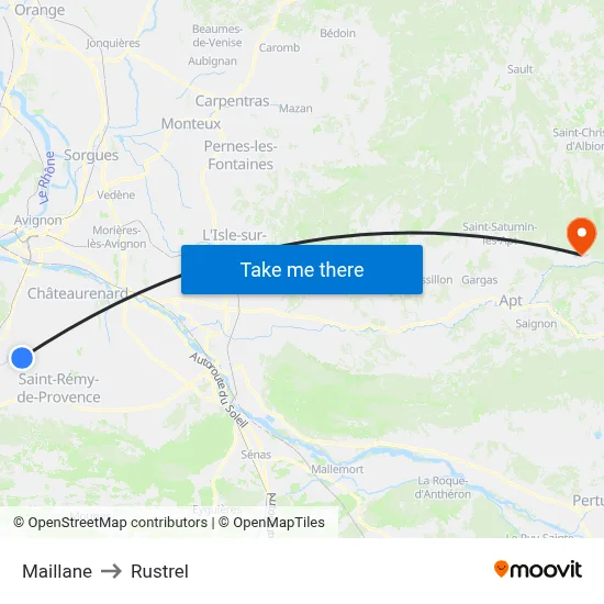 Maillane to Rustrel map