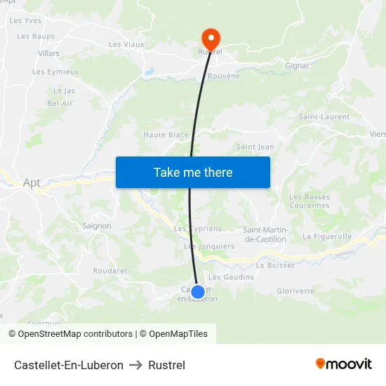 Castellet-En-Luberon to Rustrel map