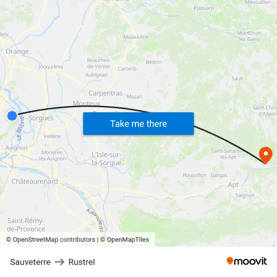 Sauveterre to Rustrel map