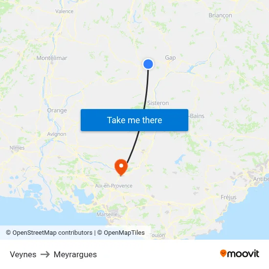 Veynes to Meyrargues map