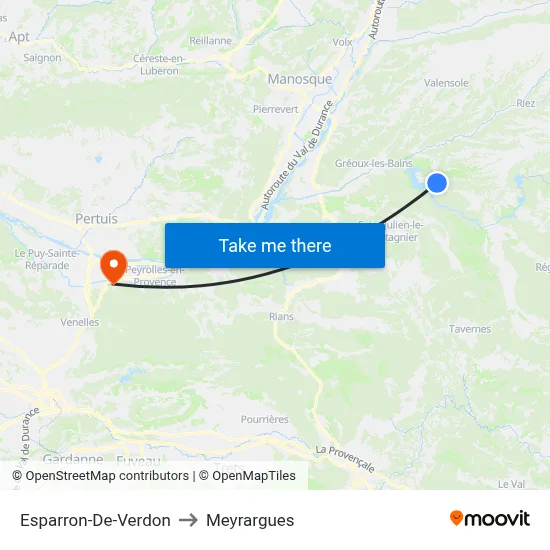Esparron-De-Verdon to Meyrargues map