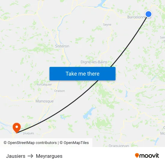 Jausiers to Meyrargues map