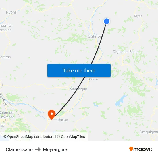 Clamensane to Meyrargues map