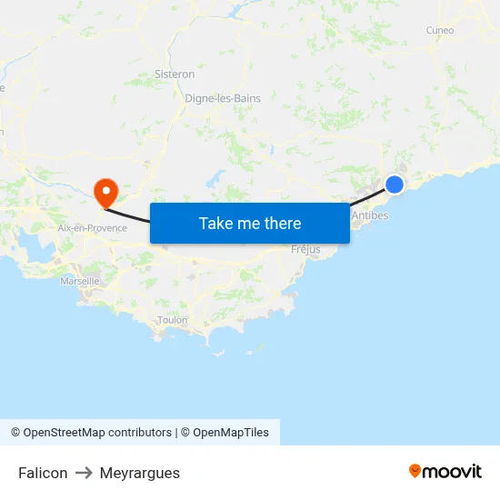 Falicon to Meyrargues map