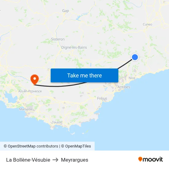 La Bollène-Vésubie to Meyrargues map