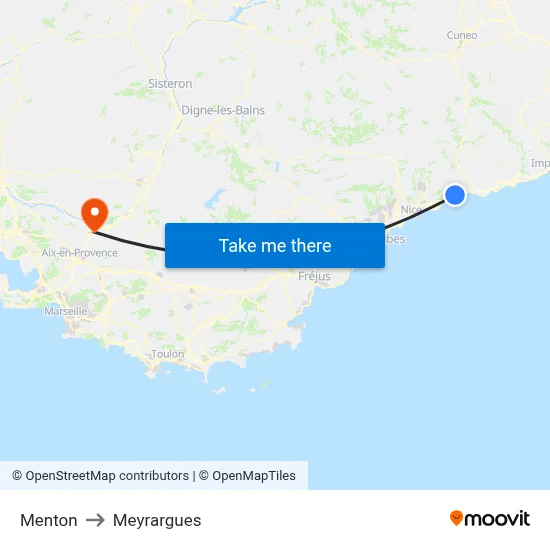 Menton to Meyrargues map