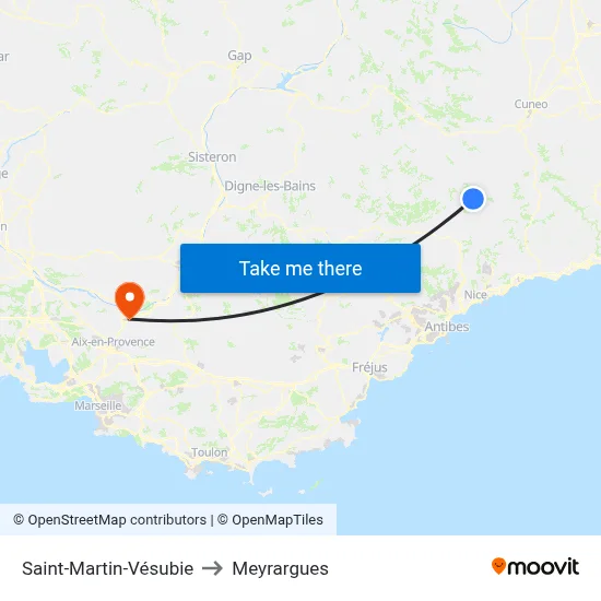 Saint-Martin-Vésubie to Meyrargues map