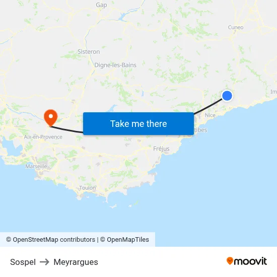 Sospel to Meyrargues map
