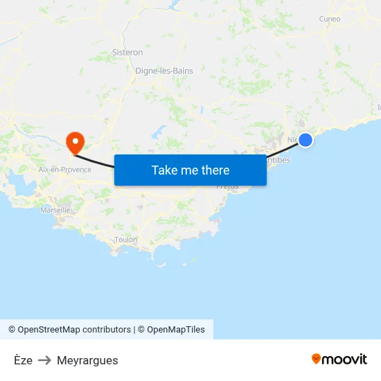 Èze to Meyrargues map