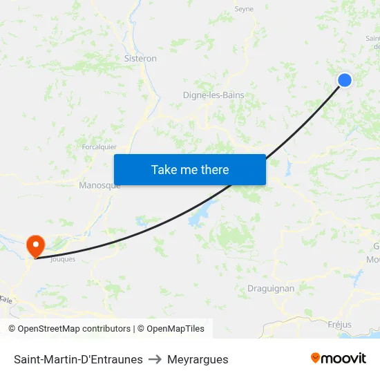 Saint-Martin-D'Entraunes to Meyrargues map