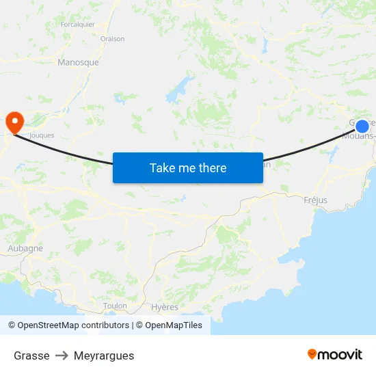 Grasse to Meyrargues map