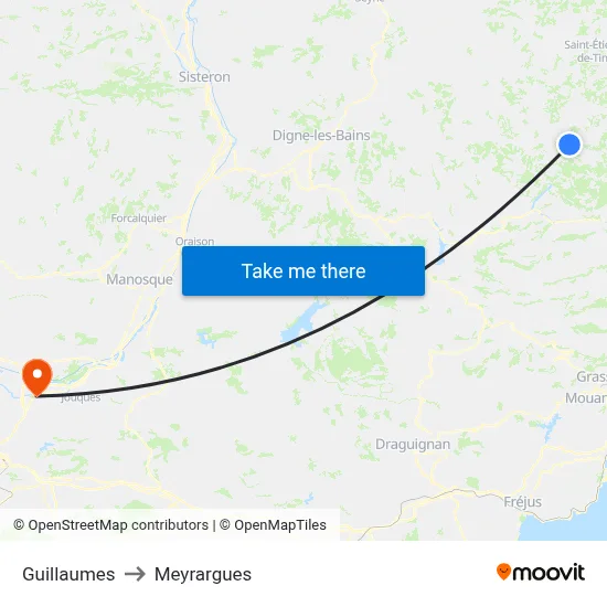 Guillaumes to Meyrargues map