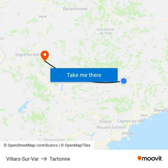 Villars-Sur-Var to Tartonne map
