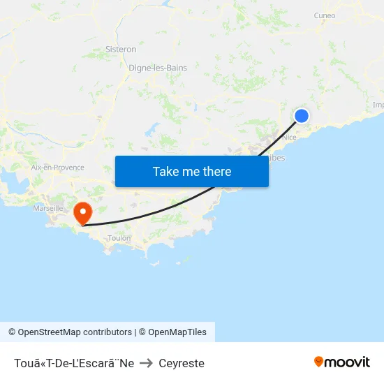 Touã«T-De-L'Escarã¨Ne to Ceyreste map