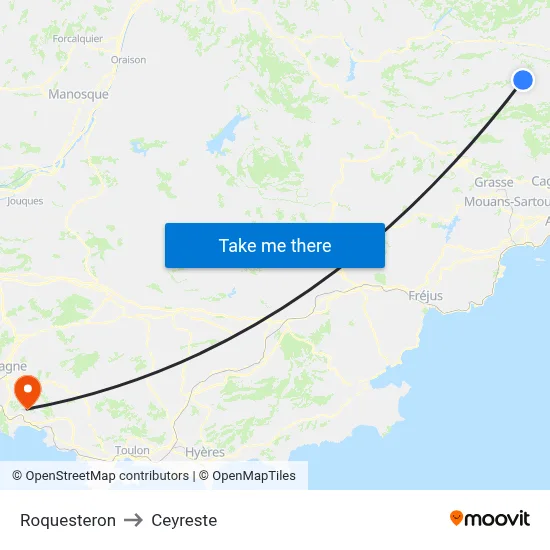 Roquesteron to Ceyreste map