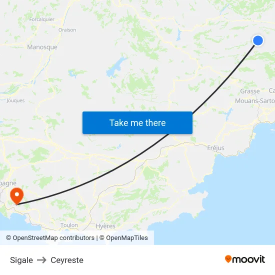 Sigale to Ceyreste map