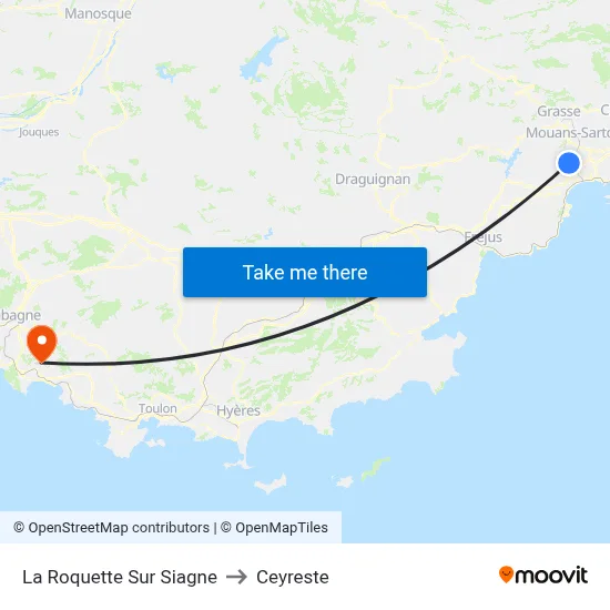 La Roquette Sur Siagne to Ceyreste map