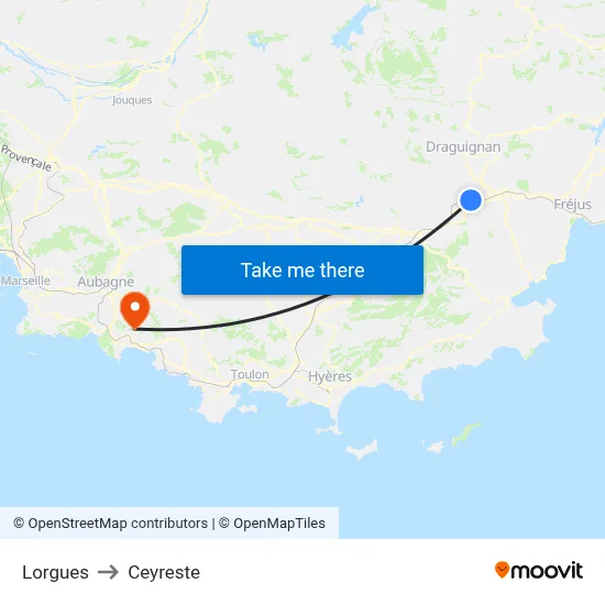 Lorgues to Ceyreste map