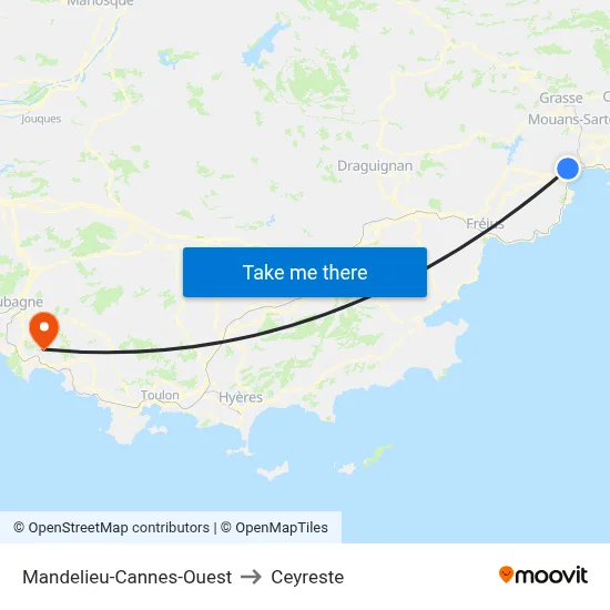 Mandelieu-Cannes-Ouest to Ceyreste map