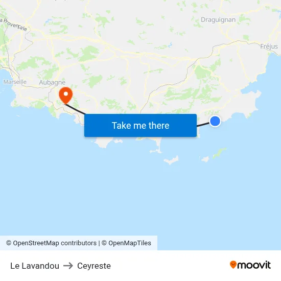 Le Lavandou to Ceyreste map