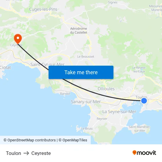 Toulon to Ceyreste map