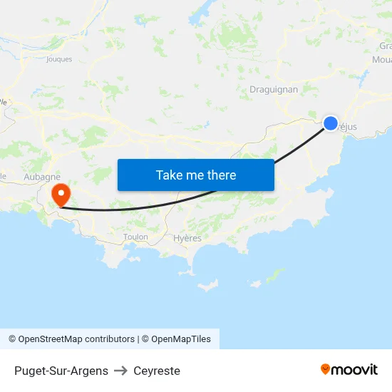Puget-Sur-Argens to Ceyreste map