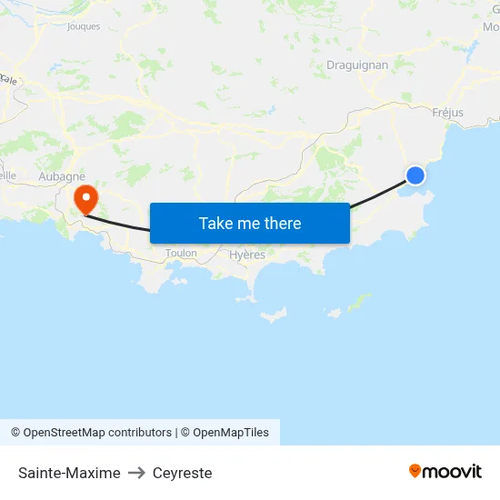 Sainte-Maxime to Ceyreste map