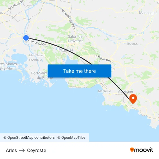 Arles to Ceyreste map