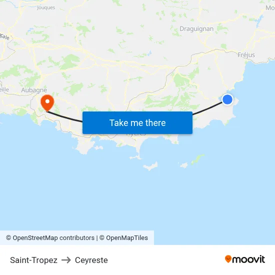 Saint-Tropez to Ceyreste map