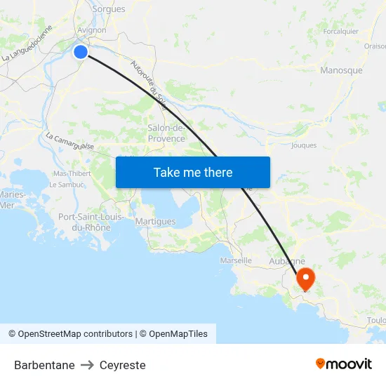 Barbentane to Ceyreste map