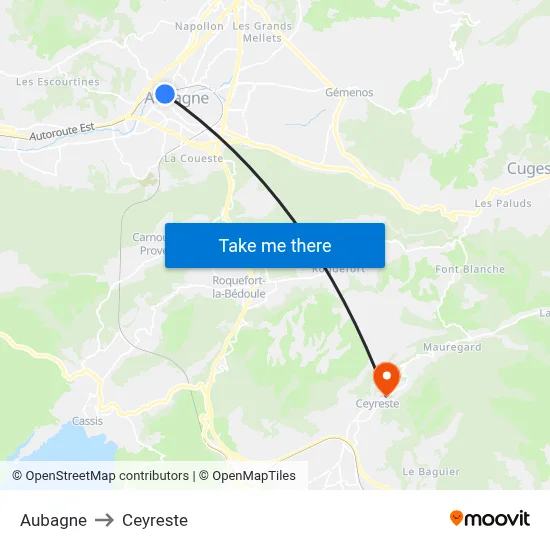Aubagne to Ceyreste map