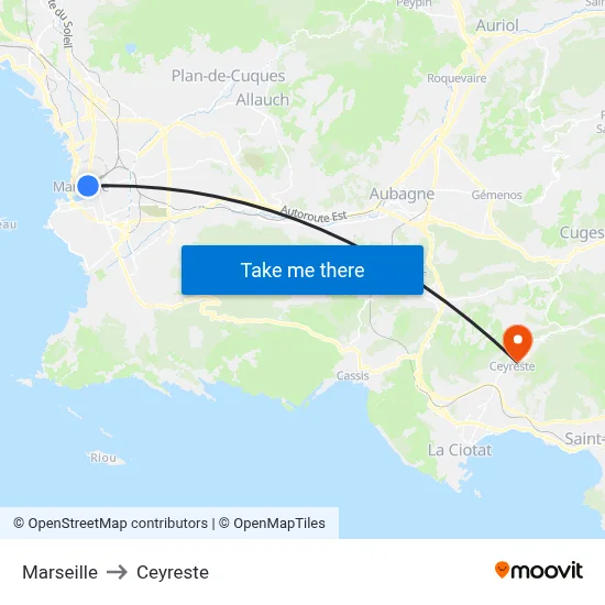 Marseille to Ceyreste map