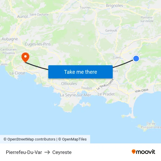 Pierrefeu-Du-Var to Ceyreste map