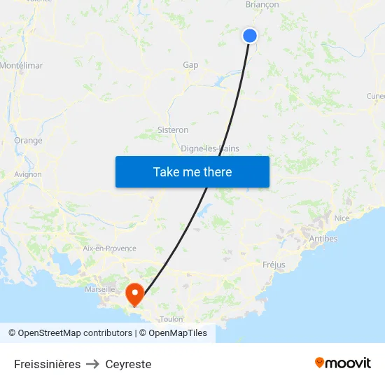 Freissinières to Ceyreste map