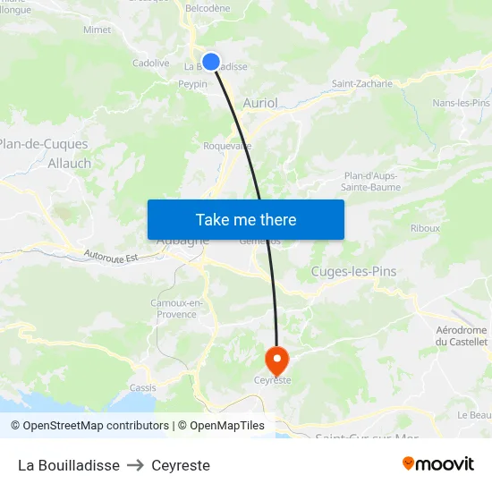 La Bouilladisse to Ceyreste map