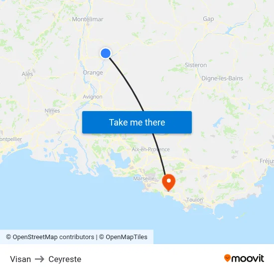 Visan to Ceyreste map