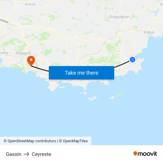 Gassin to Ceyreste map